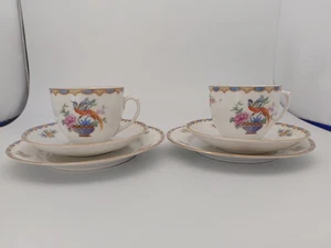 X2 Vintage MZ Altrohlau CMR Trio: Cup, Saucer & Side Plate- Golden Pheasant - Picture 1 of 21