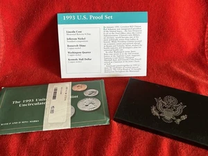1993 Silver Proof Set U.S. Mint with Uncirculated Coin Set OGP COA - Picture 1 of 18