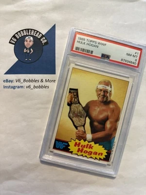 Hulk Hogan 1985 Topps WWF #1 (RC) fondo amarillo - PSA 8 casi nuevo 🔥 Foto 1 de 2