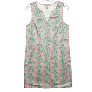 C&C California Palm Tree Shift Dress Womens 8 Pink Preppy Vacation Resort Cruise - Picture 1 of 6