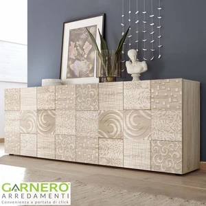 Madia moderna credenza 4 ante rovere samoa serigrafato soggiorno PARADISE - Foto 1 di 5