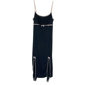 BYER TOO Y2K Midi Dress Black Pink Bows Whimsygoth Fairy Womens S - Picture 1 of 16