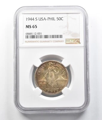 1944 S US Philippines 50 Centavos MS65 NGC *7031 - Image 1 of 3