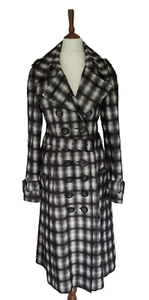 Burberry Trench Coat Size 10 Black White USA 8 IT 42 England Special Edition - Picture 1 of 10