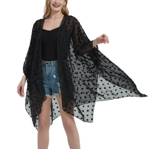 New Ladies Summer Holiday Cover Up Jacket Chiffon Kimono Cardigan UK 18 20 22 24 - Picture 1 of 41