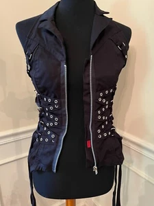 Tripp NYC Vintage Halter Top Corset Zipper Side Lace Up Goth Y2K Hot Topic Small - Picture 1 of 8