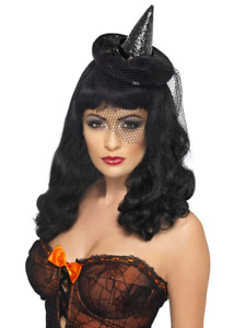 Mini Hexenhut auf Stirnband Damen Halloween Kostüm Zubehör Hexe