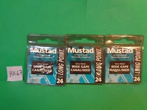 Mustad Long Point Wide Gape Canal/Seed Hooks Size 24 #LP180 30 Total Hooks (New) - Picture 1 of 7