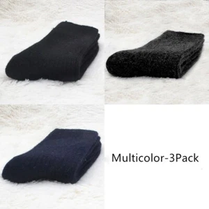 3Pack Men 100%Wool Crew Socks Dress Thick Thermal Boot Warm Soft Heavy Winter - Picture 1 of 12
