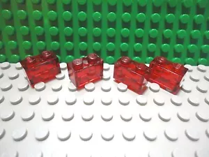 Lego 4 Trans Red 1x2 brick block NEW - Foto 1 di 1