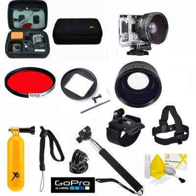 WIDE ANGLE LENS + HARD CASE + DIVING KIT FOR GOPRO HERO5 BLACK HERO4 SILVER - Image 1 of 4