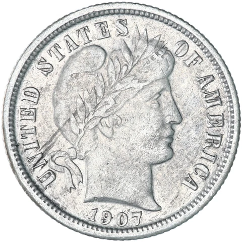 1907 O Barber Dime 90% SilverAbout Uncirculated AU See Pics Z610 Cover