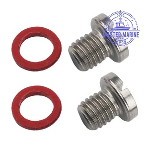 2x Slot Head Drain Fill Plug Screw & Gasket Kit for Yamaha Outboards Lower Unit - Picture 1 of 9