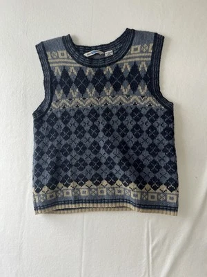 Chaleco Suéter Reality Check Azul Lana Shetland Mujer Grande Foto 1 de 4