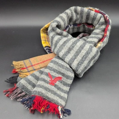 Bufanda de retazos a cuadros American Eagle calentador de cuello multicolor mezcla de lana flecos Foto 1 de 4