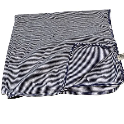 Carters Blue White Stripes Baby Blanket Thin Jersey Knit Stretch Cotton Boy - Image 1 of 4