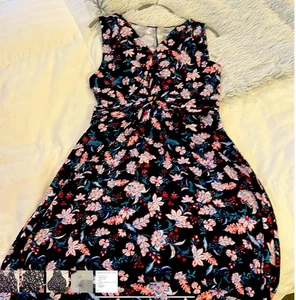 Vestido Croft & Barrow Midi Negro Floral, M - Imagen 1 de 6