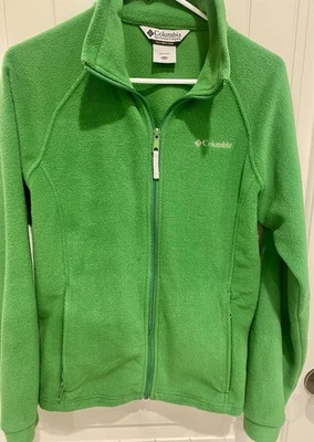 Columbia Fleece Jacket Bright Green Youth 18/20 Full Zip Soft Warm Zip Pockets - Image 1 of 4
