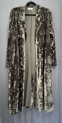 Natural Life Crushed Velvet Duster Jacket L/XL Green Long Open Whimsigoth Fairy - Image 1 of 4