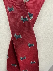 Lauren Ralph Lauren Red Silk Scottie Dog All Over Print VINTAGE Neck Tie 3" - Picture 1 of 7