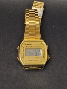 CASIO Wristwatch Model 1572 Series A168 Digital Watch Running Gold Tone - Picture 1 of 17