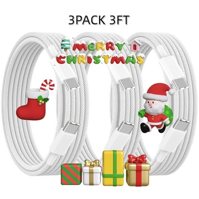 3 PACK USB-C Braided Cable Charger For Apple iPhone 15 16 17 Pro Max Plus OEM - Image 1 of 4