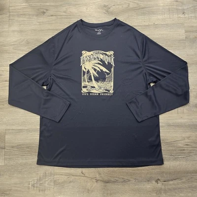Panama Jack Shirt Mens XXL Navy Blue Cream Graphic Print Palm Tree Long Sleeve - Image 1 of 4