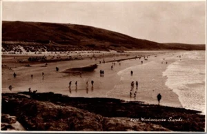 WOOLACOMBE SANDS Bathers RPPC Sunshine Series 5338 Postcard - Picture 1 of 2