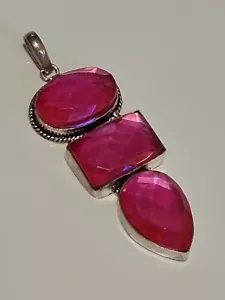 Pink Mystic topaz Gemstone 925 silver pendant. Oval Shaped.  Stunning 1637 - Picture 1 of 5