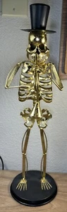 Halloween Autumn Fall Decorative Skeleton Playing Instrument Gold 18" Tall - Picture 1 of 6