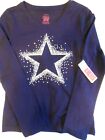 Faded Glory *Nwt* Girls L/S Sequin Star Blue Sapphire    Size Lg (10-12)
