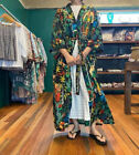 Indien Noir Frida Kahlo Coton Robe Peignoir Femmes Boho Maxi Kimono Robe