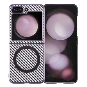 For Samsung Galaxy Z Flip5 6D Plated Carbon Fiber Clear Magsafe PC Phone Case - Photo 1 sur 2