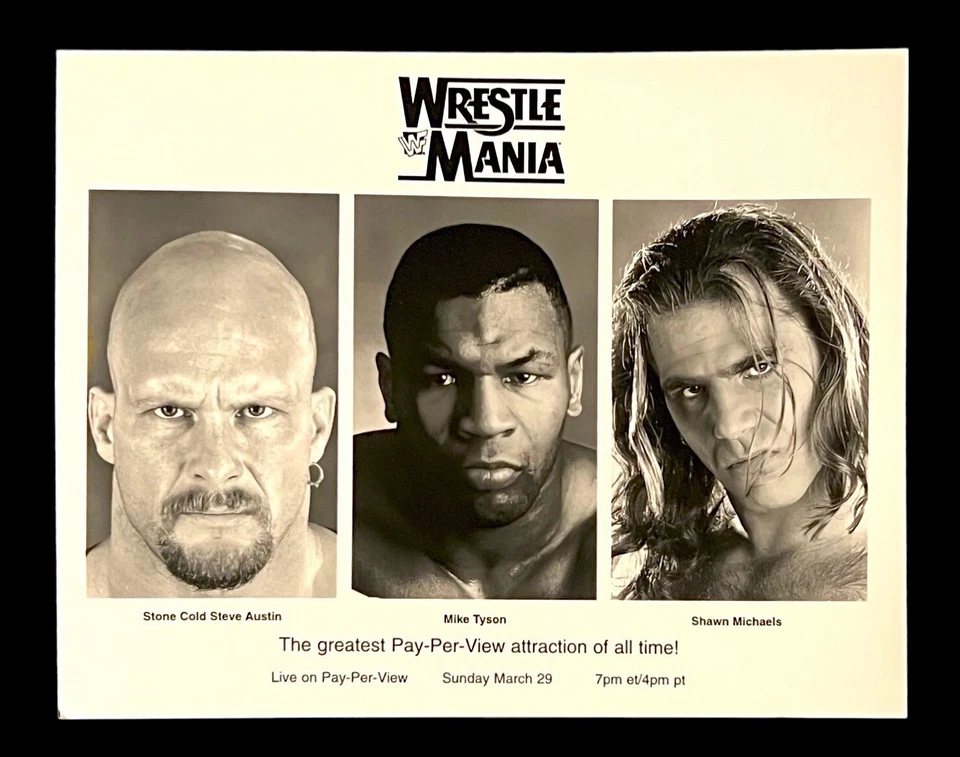 FOTO PROMOCIONAL WWE SHAWN MICHAELS STONE COLD MIKE TYSON ORIGINAL 8X10 WRESTLEMANIA Foto 1 de 1