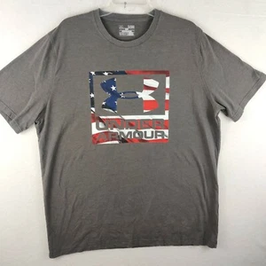 Under Armour Gray American Flag Loose Fit Tee Shirt Size XL - Picture 1 of 9
