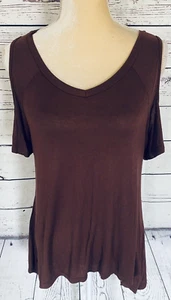 Urban CoCo blusa donna media spalle fredde marrone scollo a V morbida - Foto 1 di 10