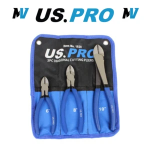US PRO 3pc Diagonal Side Cutting Plier Set 6", 8", 10" 1820 - Picture 1 of 5