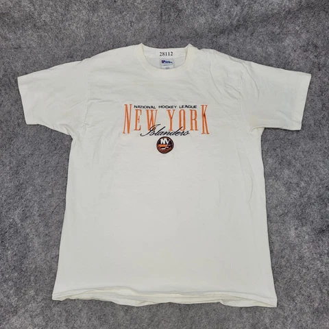 Vintage New York Islanders T-Shirt Large White 90s Single Stitch USA Cover