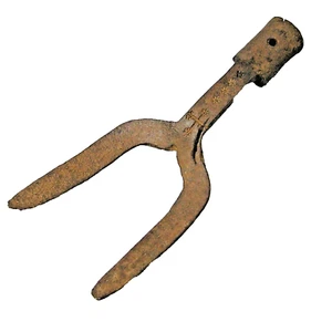 Antique Punched Forke Fork Dung Fork Stem Tool Approx. 200 Years Old - Picture 1 of 7