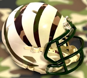 CINCINNATI BENGALS CUSTOM CAMO STRIPES RIDDELL SPEED FOOTBALL MINI HELMET - Picture 1 of 6