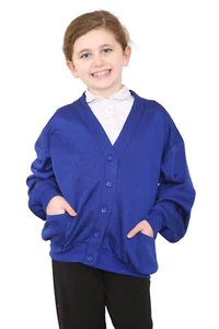 Soft Girls Cardigan Sweater School Uniform Fleece Made Front Button Closure - Picture 1 of 29