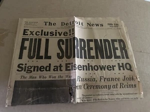 Vintage Newspaper Headline May 7, 1945 Full Surrender Pages From The Newspaper - Picture 1 of 10