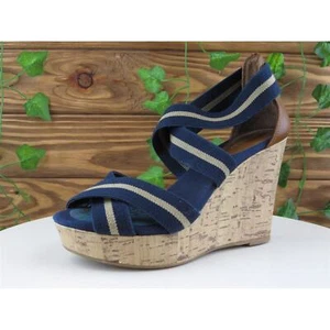 Merona Size 6 M Women Sandal Strappy Blue Fabric - Picture 1 of 10