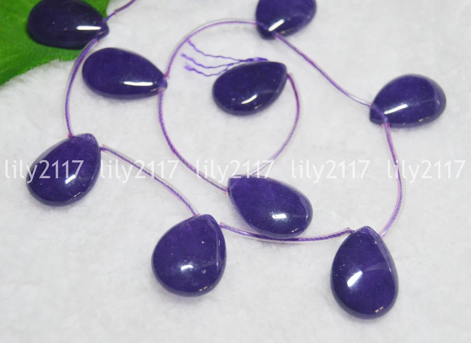 10 piezas de gemas naturales de amatista púrpura de 18x25 mm en forma de lágrima cuentas sueltas Foto 1 de 4