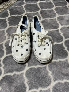 Women's Kate Spade Keds Shoes White Blue Sparkle Polka Dots 8.5 MUST SEE !!! - Picture 1 of 7