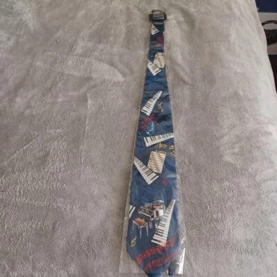 Corbata de notas de piano de música unisex de 28' de largo 100 % seda para hombre y mujer Foto 1 de 4