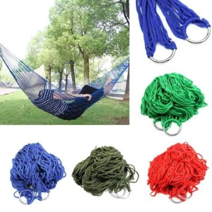 Hamaca de malla portátil de nailon colgante cama para dormir columpio viajes al aire libre camping - Imagen 1 de 17