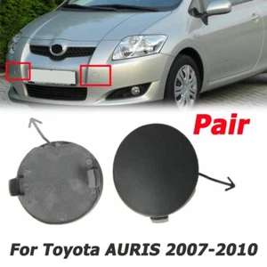 2 cubiertas negras de gancho delantero izquierdo y derecho para Toyota AURIS 2007-2010 - Imagen 1 de 6