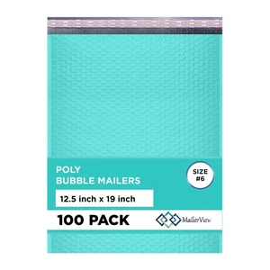 Teal 12.5x19.5 Inch Large Poly Bubble Mailers #6 | Padded Envelopes with Self Se - Afbeelding 1 van 8
