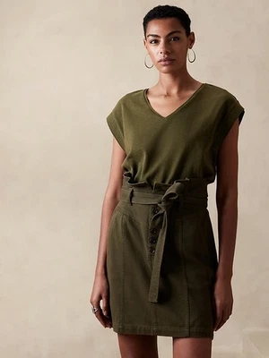 Top Trapunto Banana Republic Talla XL Algodón Slub Verde Cuello en V Foto 1 de 4